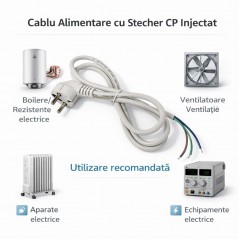 Cablu Alimentare cu Stecher Schuko 3x0.75mm² 300/500V Lungime 1.4m Alb
