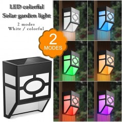Set 4 Lampi Solare Led pentru Gradina, Model Geometric, 11.8 x 8.6 x 5 cm, Buton On-Off, Lumina Multicolora, Negru/Alb