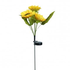 Lampa solara LED tip Floarea Soarelui cu 3 flori, inaltime 70 cm, Pentru gradina
