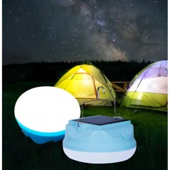 Lampa Solara, 2 in 1, Incarcare Solara USB, LED, din Plastic, 3 Trepte de Intensitate, 100 W, 5V, 13 x 13 x 7 cm, Albastru