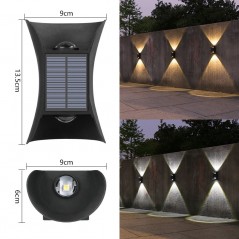Lampa solara LED bidirectionala bicolora, IP65, baterie 1.5 V, 400mah, 2 LED-uri, material ABS