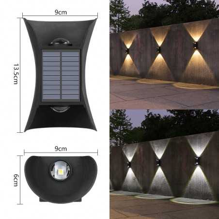 Lampa solara LED bidirectionala bicolora, IP65, baterie 1.5 V, 400mah, 2 LED-uri, material ABS