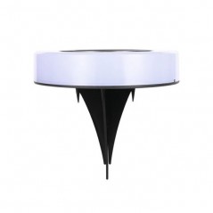 Set 4 Lampi Solare Led pentru Gradina, Model Cerc, 10.5 x 2.4 cm, Buton On-Off, Alb Rece, Negru/Alb
