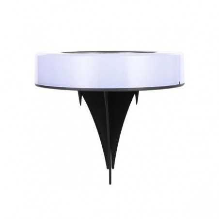 Set 4 Lampi Solare Led pentru Gradina, Model Cerc, 10.5 x 2.4 cm, Buton On-Off, Alb Rece, Negru/Alb