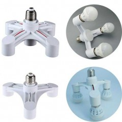 Adaptor dulie E27 cu 3 capete – Alb