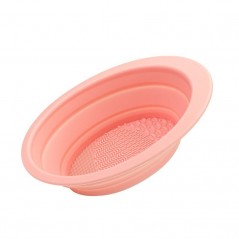 Accesoriu din silicon pentru curatarea accesoriilor makeup, pensule, buretei 2 moduri de utilizare, pliabil, roz