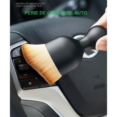 Pensula Multifunctionala, Pentru Machiaj sau Indepartat Praful din Masina, Par Sintetic, cu Capac de Protectie, Negru
