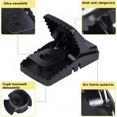 Capcană pentru șoareci din plastic ABS, ultra sensibilă, reutilizabilă, arc puternic