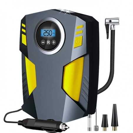 Compresor Auto Portabil Lanterna si Afisaj Electronic DC 12V, 120W Pompa Biciclete, Moto, Mingi, Saltele, Max 10.3bar