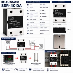 Releu Static SSR-40 DA 40A 24-440V AC Control 3-32V DC