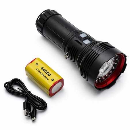 Lanterna LED Ultra Puternica cu LED Central Laser, 19 LED-uri, Acumulator 44650, Incarcare Type-C KH-W536