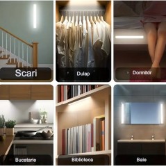 Lampa LED cu Senzor de Lumina si Miscare 30 cm, Reglabila, Suport Magnetic, 21 LED-uri, 71.5lm , Acumulator 600mAh USB-C