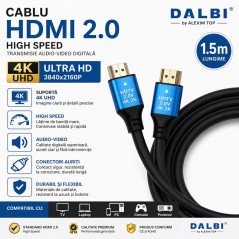 Cablu HDMI 2.0 4K UHD High Speed HDTV 1,5m