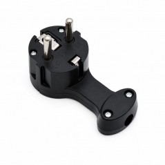 Stecher Schuko 16A 250V Negru cu Inel Tragere Profil Redus