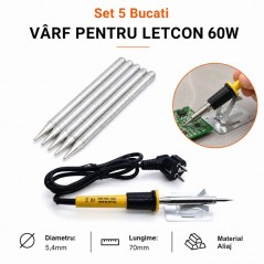 Set 5 Bucati Varfuri pentru Letcon Electric 60W, 5.4mm x 70mm