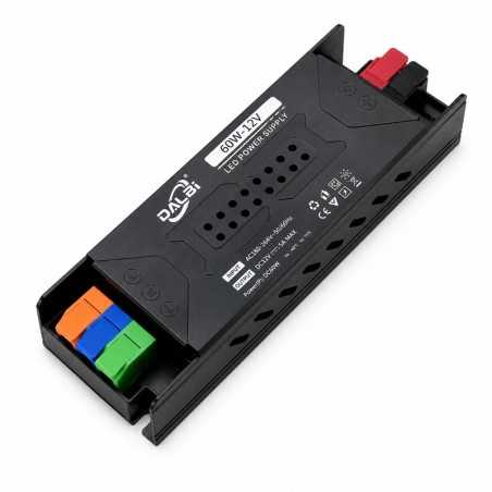 Sursa Alimentare LED 12V 60W 5A Slim cu Conectare Rapida Push-In, Carcasa Aluminiu