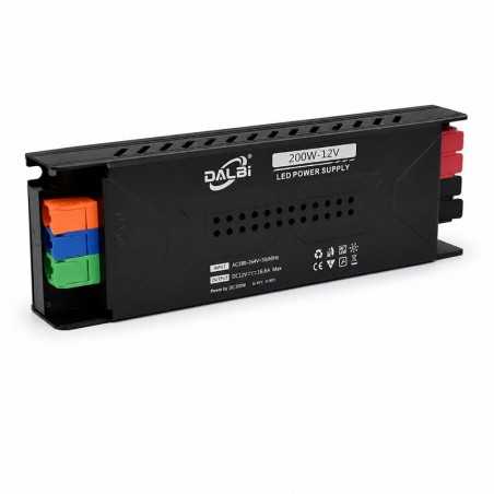 Sursa Alimentare LED 12V 200W 16.6A Slim cu Conectare Rapida Push-In, Carcasa Aluminiu