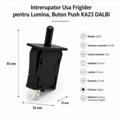 Intrerupator Usa Frigider pentru Lumina, Buton Push KA23