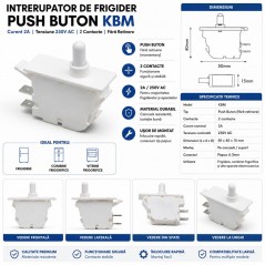 Intrerupator Usa Frigider Push Buton KBM 2A 250V AC fara Retinere