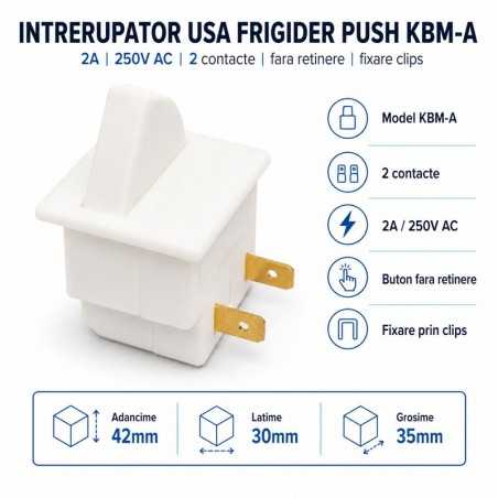 Intrerupator Usa Frigider Push Buton KBM-A 2A 250V AC fara Retinere
