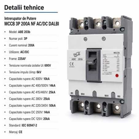Intrerupator de Putere MCCB 3P 200A NF ACDC
