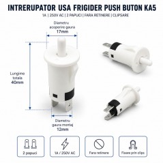 Intrerupator Usa Frigider Push Buton KA5 1A 250V AC fara Retinere