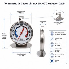 Termometru de Cuptor din Inox 50-300°C cu Suport XTJ-11