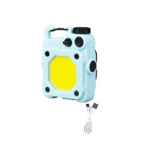 Lanterna Mini de Buzunar Tip Breloc, Incarcare USB Type C, Camping, Alpinism, Ciclism, 6.1 x 5 x 2.5 cm, Albastru