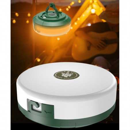 Lumină de camping LED încărcare USB, șir colorat, pentru aer liber, cort, Distanta 10 metri, 1800mAH, 10.5x4.3 cm, Alb Verde