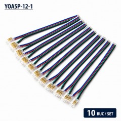 Conector Banda LED COB RGB 12mm 5 Pini cu Cablu 10cm Set 10 Buc YOA5P-12-1