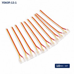 Conector Banda LED COB Monocolor 12mm 3 Pini cu Cablu 10cm Set 10 Buc YOA3P-12-1