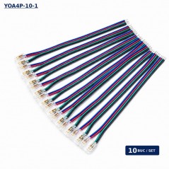 Conector Banda LED COB RGB 10mm 4 Pini cu Cablu 10cm Set 10 Buc