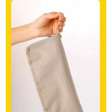 Scaun Taburet Pliabil Camping, pentru Adulti, Portabil, Pescuit, din Panza Oxford si Cadru Metalic, Mic 26 x 24 x 24 cm, Bej