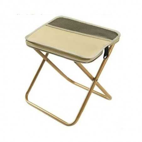 Scaun Taburet Pliabil Camping, pentru Adulti, Portabil, Pescuit, din Panza Oxford si Cadru Metalic, Mic 26 x 24 x 24 cm, Bej