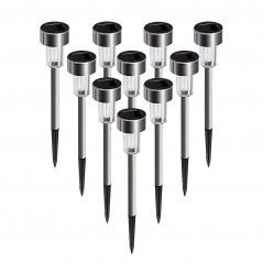 Set 10 Lampi Solare Led pentru Gradina, 5.5 x 36.5 cm, Buton On-Off, Lumina Alb Cald, Argintiu