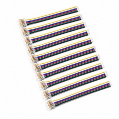 Set 10 x Conector Banda LED SMD RGB+CCT 12mm 6 Pini cu Cablu 10cm Set 10 Buc YCA6P-12-1