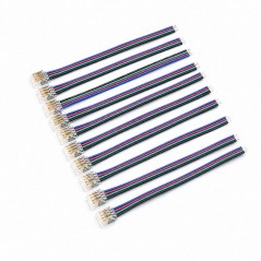Set 10 Conector Banda LED SMD RGB 8mm 4 Pini cu Cablu 10cm Set 10 Buc YCA4P-8-1
