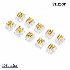 Set 10 x Conector pentru Imbinare Fire 20-22AWG 3 Pini Wire to Wire Set 10 Buc YH22-3P