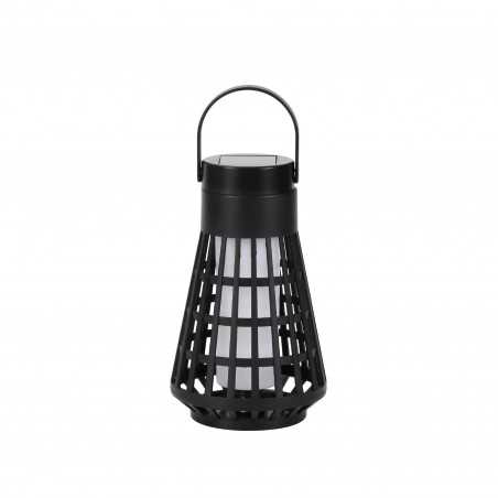 Lampa Solara pentru Gradina Reincarcabila de la Soare, Model Felinar, Portabila cu Picior, Lumina Calda, 12 cm, Negru
