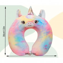 Perna de Calatorie Model Unicorn, Gat si Cap, Umplutura din Spuma cu Memorie, Voiaj, Sistem Prindere Capse, Multicolor