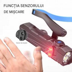 Lanternă de cap reîncărcabilă cu senzor de mișcare pentru pornire și acumulator 1200 mAh – iluminare puternică, 4 moduri