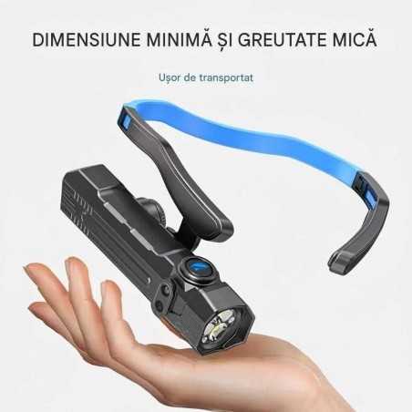 Lanternă de cap reîncărcabilă cu senzor de mișcare pentru pornire și acumulator 1200 mAh – iluminare puternică, 4 moduri