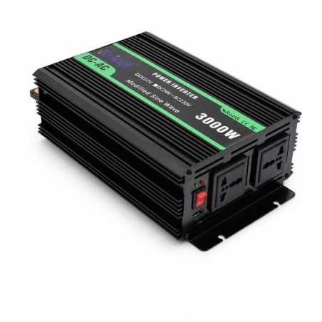 Invertor de Tensiune 3000W, 12V la 220V, Undă Sinusoidală Modificată, USB