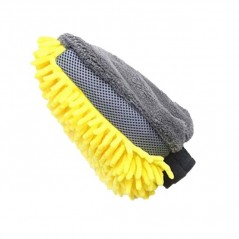 Manusa de Spalat Auto, Manusa 2 in 1, pentru Detailing Auto pe 2 Fete cu Perie si Microfibra Velvet, Galben/Gri
