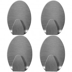 Set 4 Agățători Autoadezive Metalice – Formă Ovală, Capacitate 1,5 kg