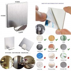 Set 6 Agățători Autoadezive Metalice – Formă Pătrată, Capacitate 1 kg