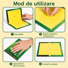 Set 20 Capcana Autoadeziva pentru Insecte, Placa Autoadeziva pentru Tantari cu Efect Puternic de Imobilizare, Capcana cu Lipici