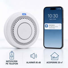 Detector de Fum WiFi Fotoelectric cu Notificări pe Telefon YG400A