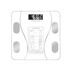 Cantar Electronic Inteligent De Baie Cu Aplicatie Smart, Ecran Iluminat, Termometru, Maxim 180 Kg, 26 x 26 cm, Baterii, Alb