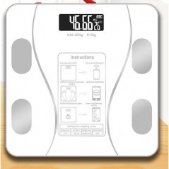 Cantar Electronic Inteligent De Baie Cu Aplicatie Smart, Ecran Iluminat, Termometru, Maxim 180 Kg, 26 x 26 cm, Baterii, Alb